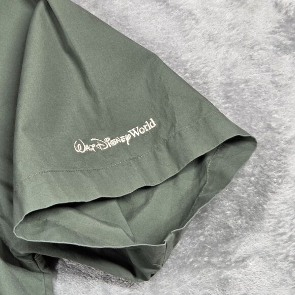 Vintage Disney World Shirt Mens L Green Mickey Mouse Embroidered Camp Button Up - Picture 6 of 9